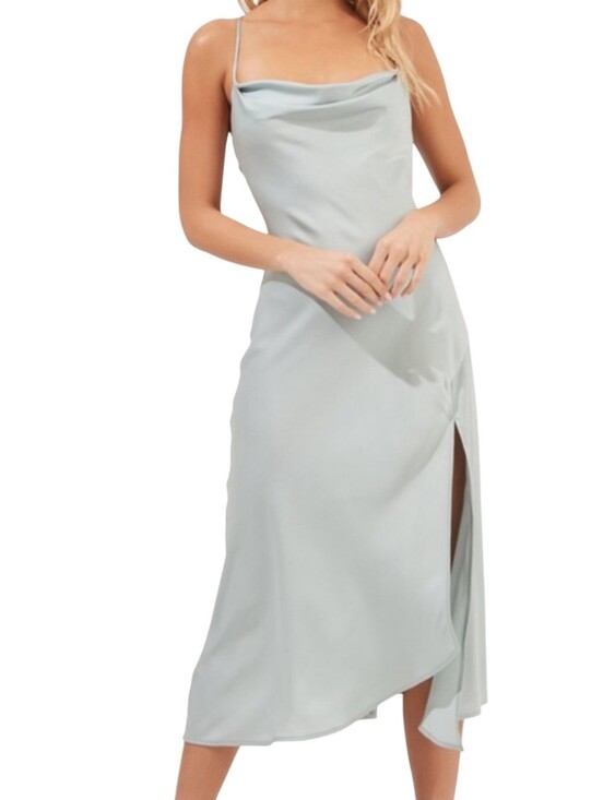 Astr Dresses & Skirts - ASTR the Label Green-Gray Satin Slip Maxi Dress Size Medium